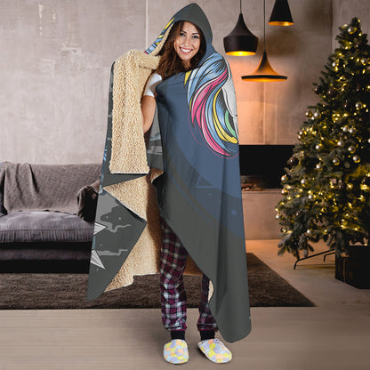 Punk Unicorn Print Hooded Blanket
