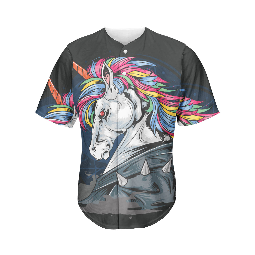Punk Unicorn Print Men's Baseball Jersey