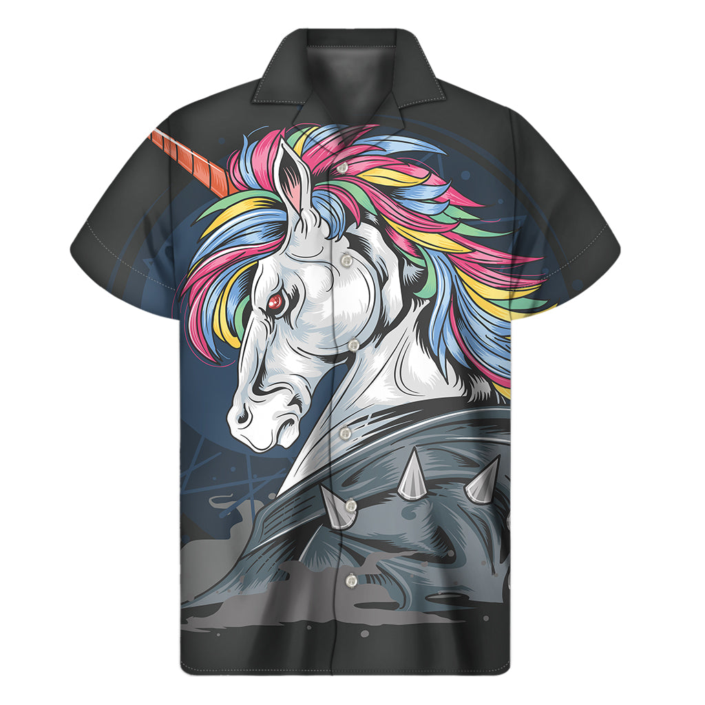 Punk Unicorn Print Men's Short Sleeve Shirt