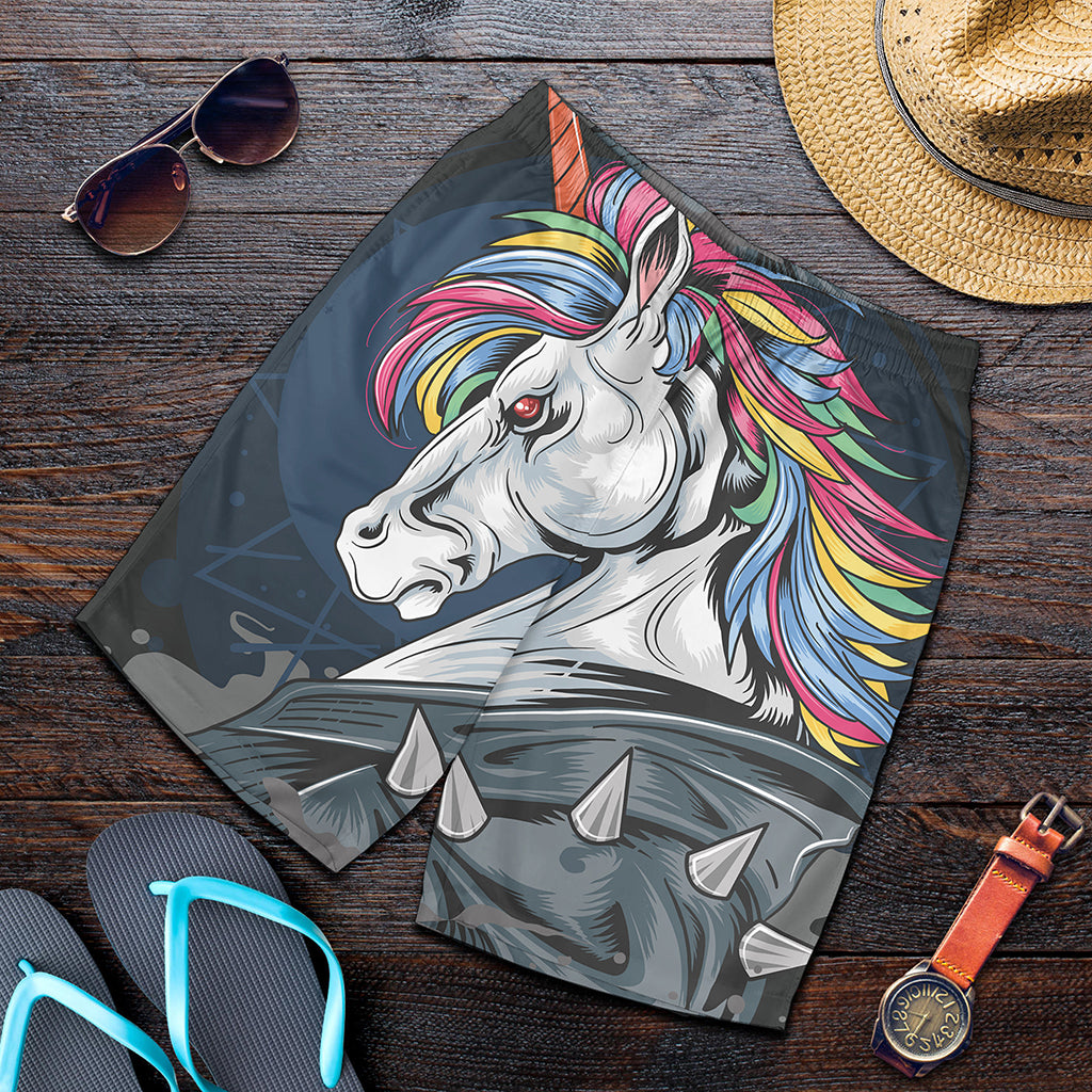 Punk Unicorn Print Men's Shorts