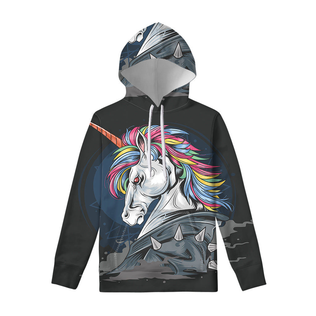 Punk Unicorn Print Pullover Hoodie