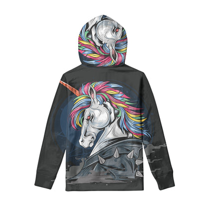 Punk Unicorn Print Pullover Hoodie