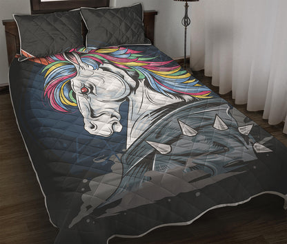 Punk Unicorn Print Quilt Bed Set