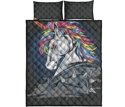 Punk Unicorn Print Quilt Bed Set