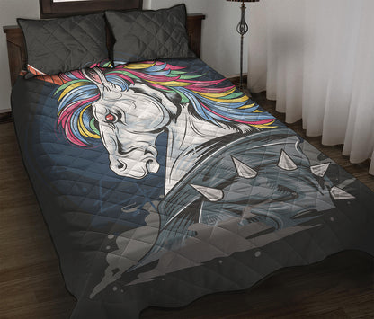Punk Unicorn Print Quilt Bed Set