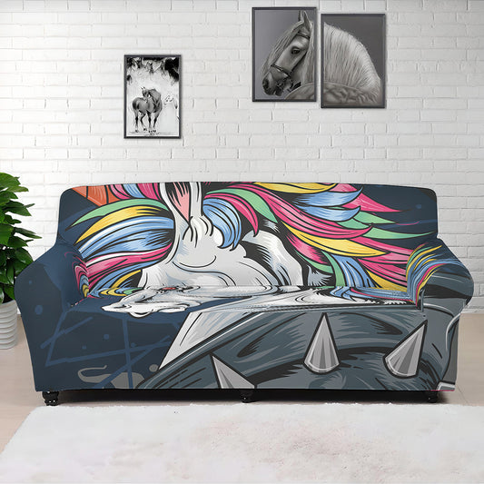Punk Unicorn Print Sofa Cover