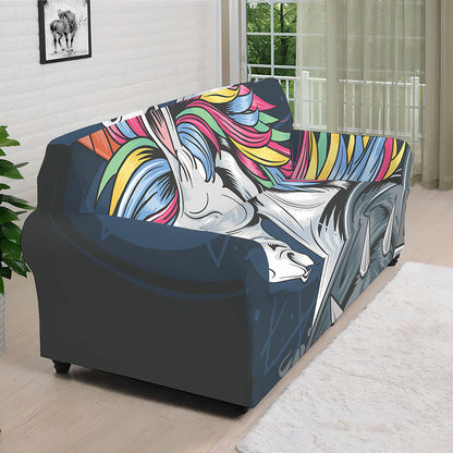 Punk Unicorn Print Sofa Cover