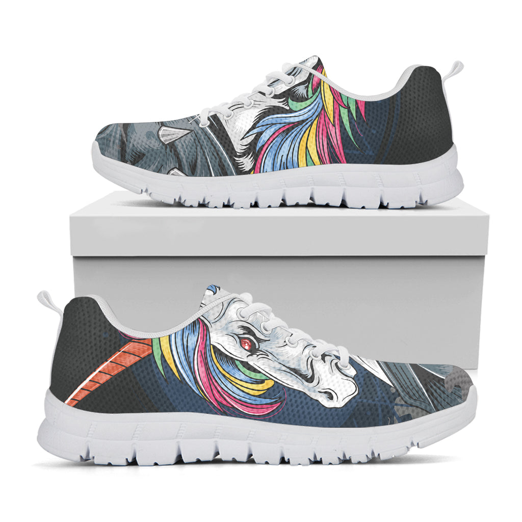 Punk Unicorn Print White Sneakers