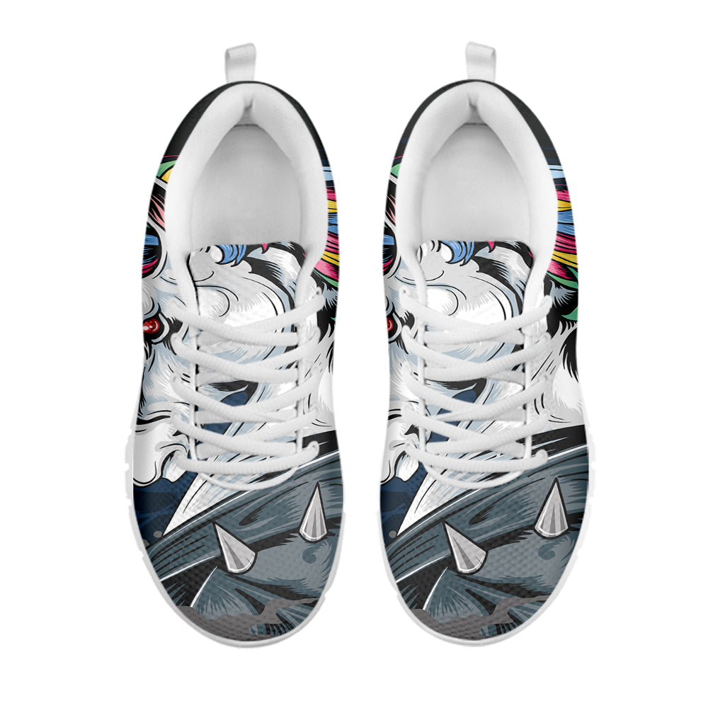 Punk Unicorn Print White Sneakers