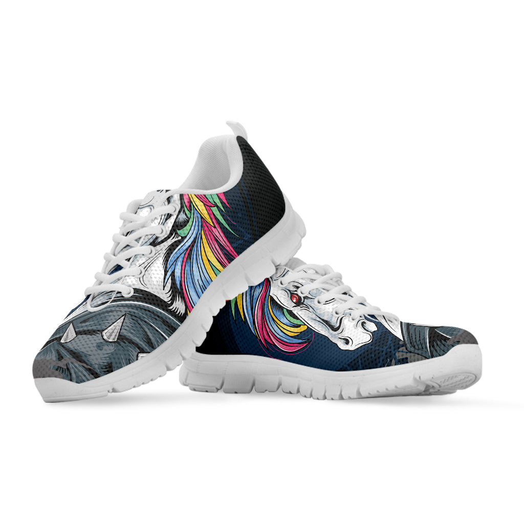 Punk Unicorn Print White Sneakers