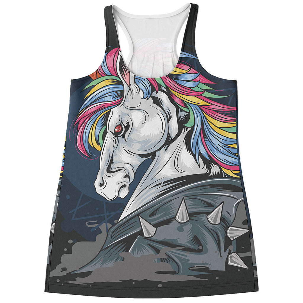 Punk Unicorn Print Women's Racerback Tank Top