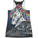 Punk Unicorn Print Women's Racerback Tank Top
