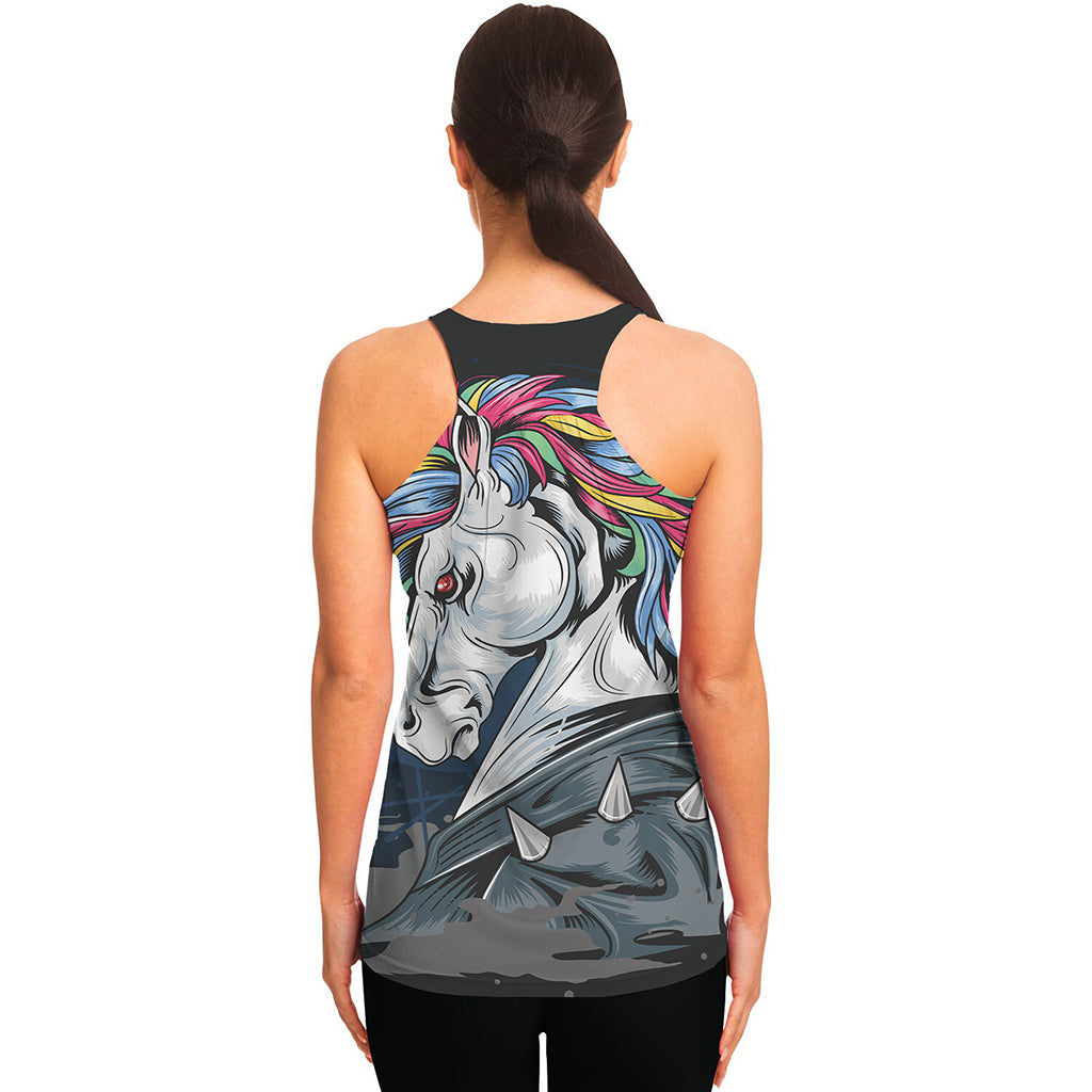 Punk Unicorn Print Women's Racerback Tank Top