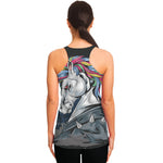 Punk Unicorn Print Women's Racerback Tank Top