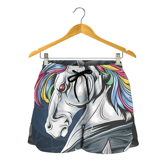 Punk Unicorn Print Women's Shorts