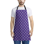 Purple Alien Face Pattern Print Apron