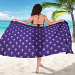 Purple Alien Face Pattern Print Beach Sarong Wrap