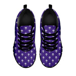 Purple Alien Face Pattern Print Black Sneakers