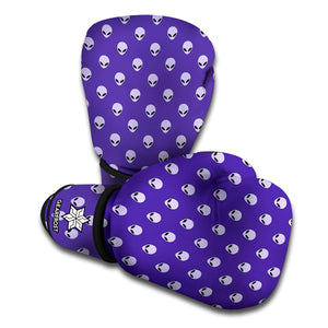 Purple Alien Face Pattern Print Boxing Gloves