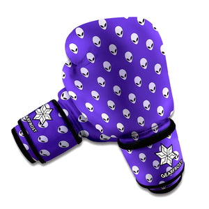 Purple Alien Face Pattern Print Boxing Gloves