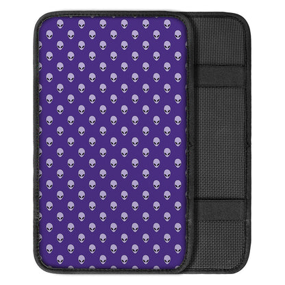 Purple Alien Face Pattern Print Car Center Console Cover