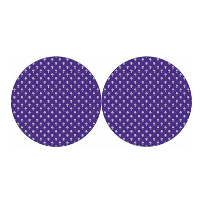 Purple Alien Face Pattern Print Car Coasters