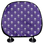 Purple Alien Face Pattern Print Car Headrest Covers