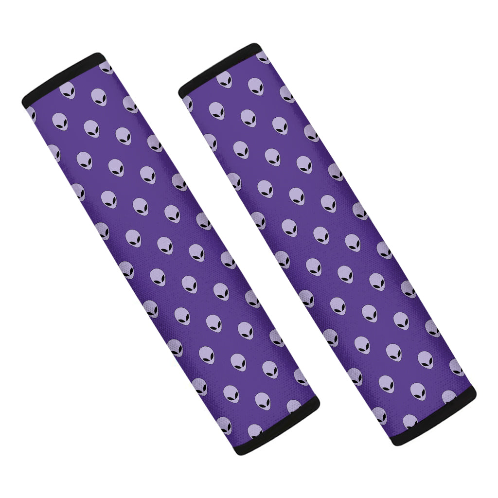 Purple Alien Face Pattern Print Car Seat Belt Covers