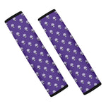 Purple Alien Face Pattern Print Car Seat Belt Covers