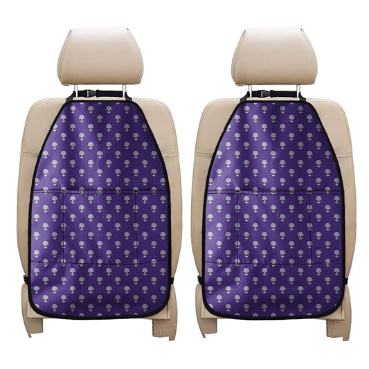 Purple Alien Face Pattern Print Car Seat Organizers