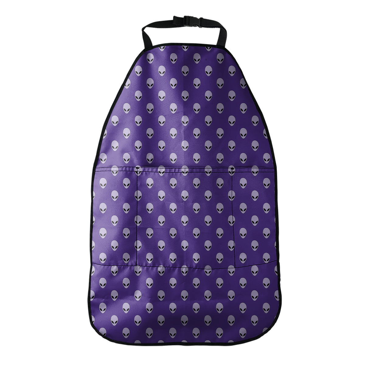 Purple Alien Face Pattern Print Car Seat Organizers