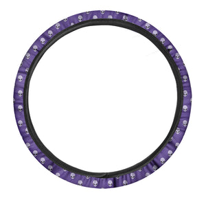 Purple Alien Face Pattern Print Car Steering Wheel Cover