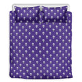 Purple Alien Face Pattern Print Duvet Cover Bedding Set