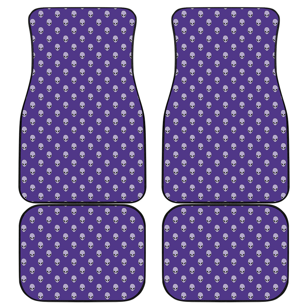 Purple Alien Face Pattern Print Front and Back Car Floor Mats