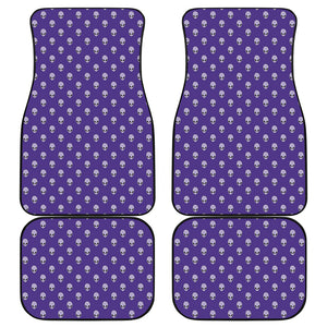 Purple Alien Face Pattern Print Front and Back Car Floor Mats