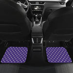 Purple Alien Face Pattern Print Front and Back Car Floor Mats