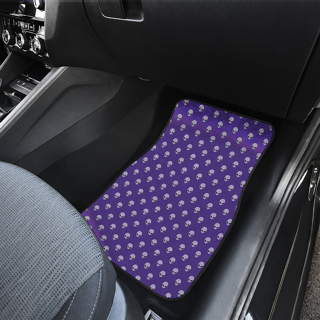 Purple Alien Face Pattern Print Front and Back Car Floor Mats