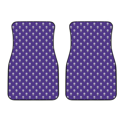 Purple Alien Face Pattern Print Front Car Floor Mats