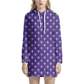 Purple Alien Face Pattern Print Pullover Hoodie Dress