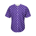 Purple Alien Face Pattern Print Men's Baseball Jersey