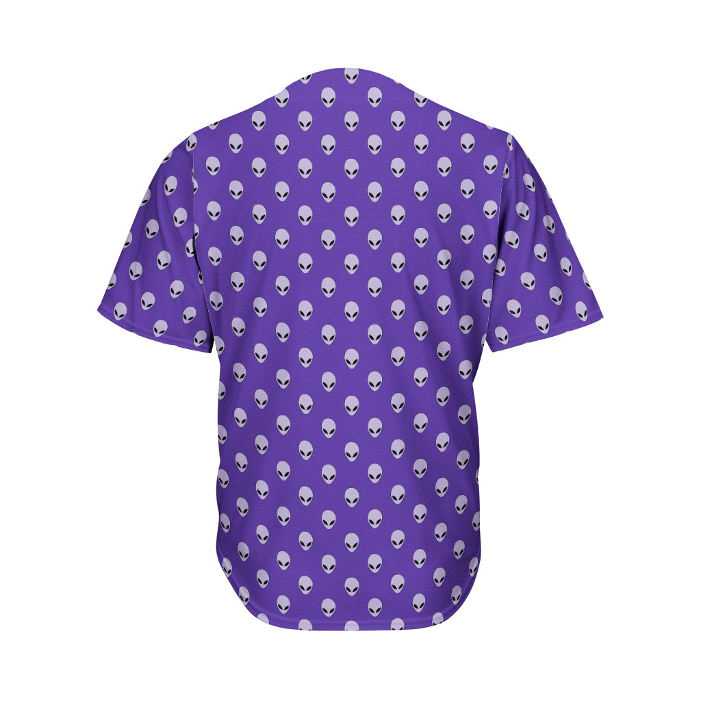 Purple Alien Face Pattern Print Men's Baseball Jersey