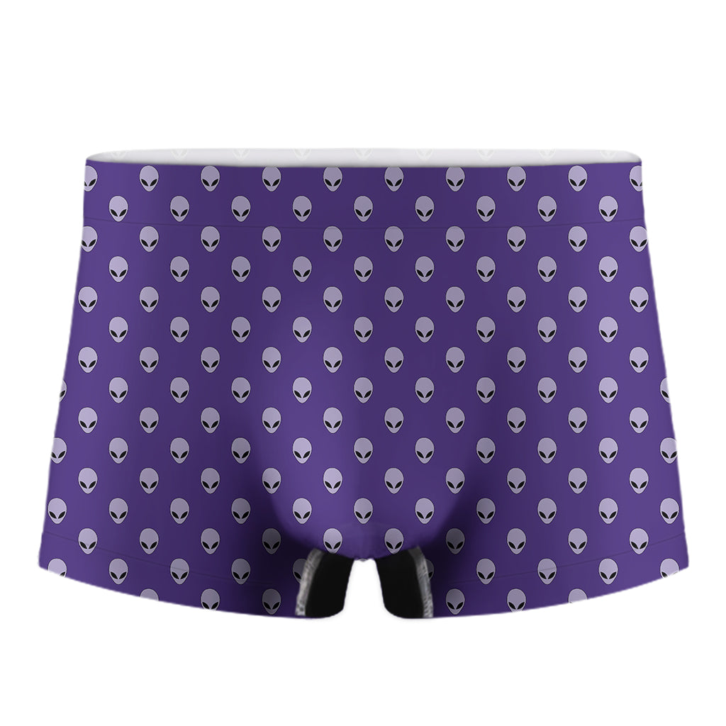 Purple Alien Face Pattern Print Men's Boxer Briefs