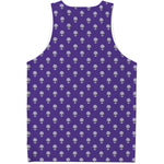 Purple Alien Face Pattern Print Men's Tank Top