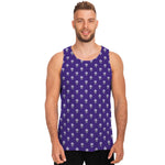 Purple Alien Face Pattern Print Men's Tank Top