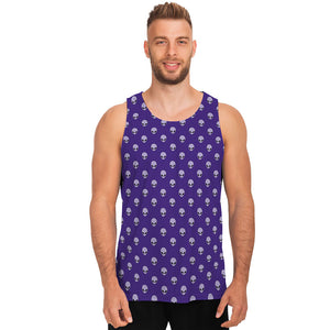 Purple Alien Face Pattern Print Men's Tank Top