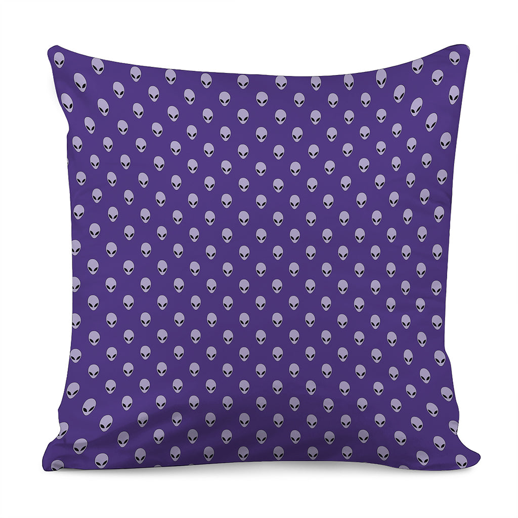 Purple Alien Face Pattern Print Pillow Cover