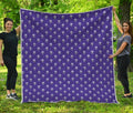 Purple Alien Face Pattern Print Quilt