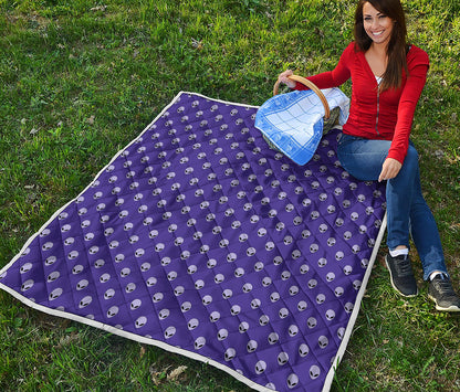 Purple Alien Face Pattern Print Quilt