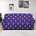 Purple Alien Face Pattern Print Sofa Cover