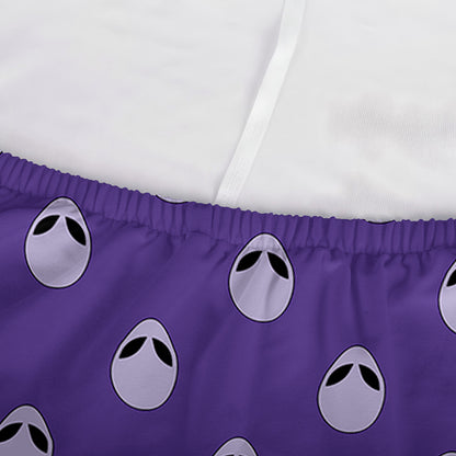 Purple Alien Face Pattern Print Sofa Cover